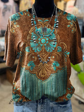 Frauen lässig Western Print T-Shirt